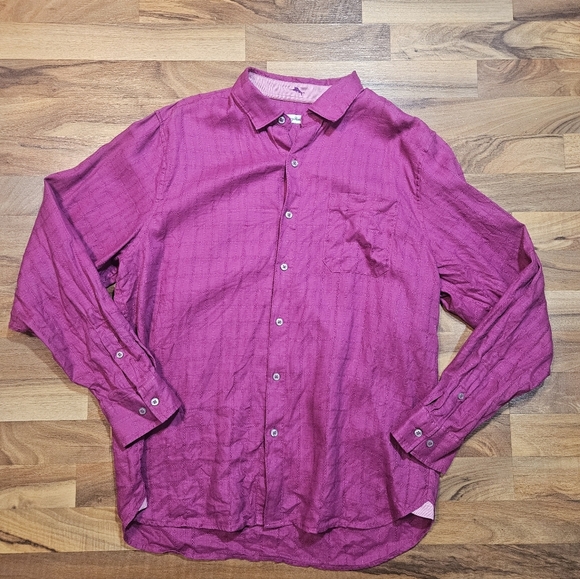 Tommy Bahama Other - Tommy Bahama 100% Linen Button-Down Shirt Large Pink Beach Vacation